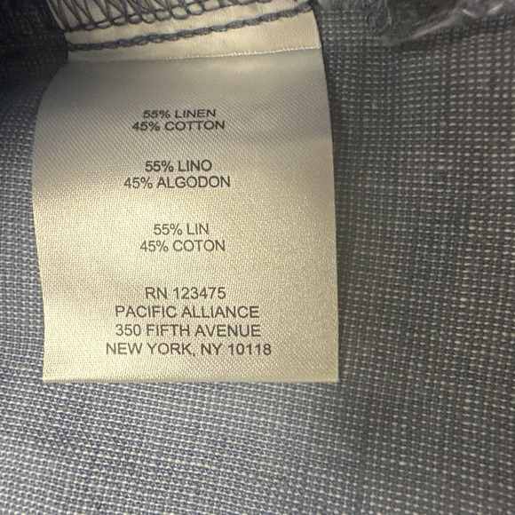 Ellen Tracy Women Size Medium Sleeveless Gold Zipper Front Tunic Chambray Linen - Picture 8 of 11